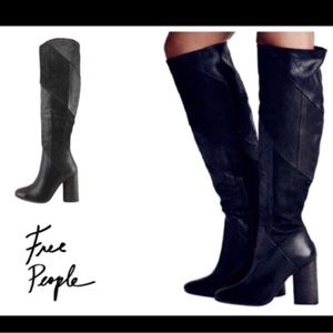 Free People FP15115 Bright Lights Tall Black Leather Boots